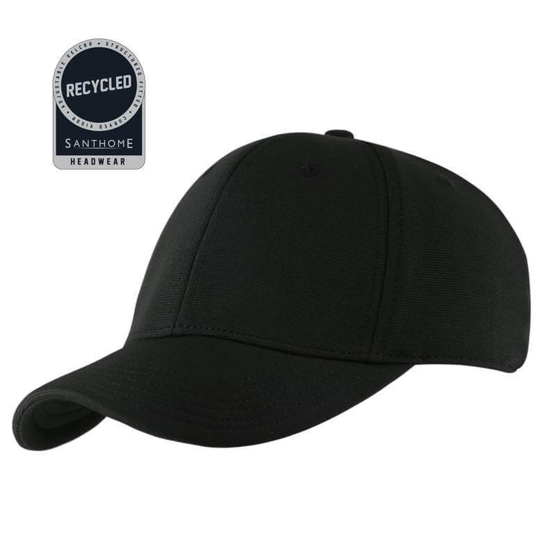 Recycled 6 Panel Adjustable Cap - Black